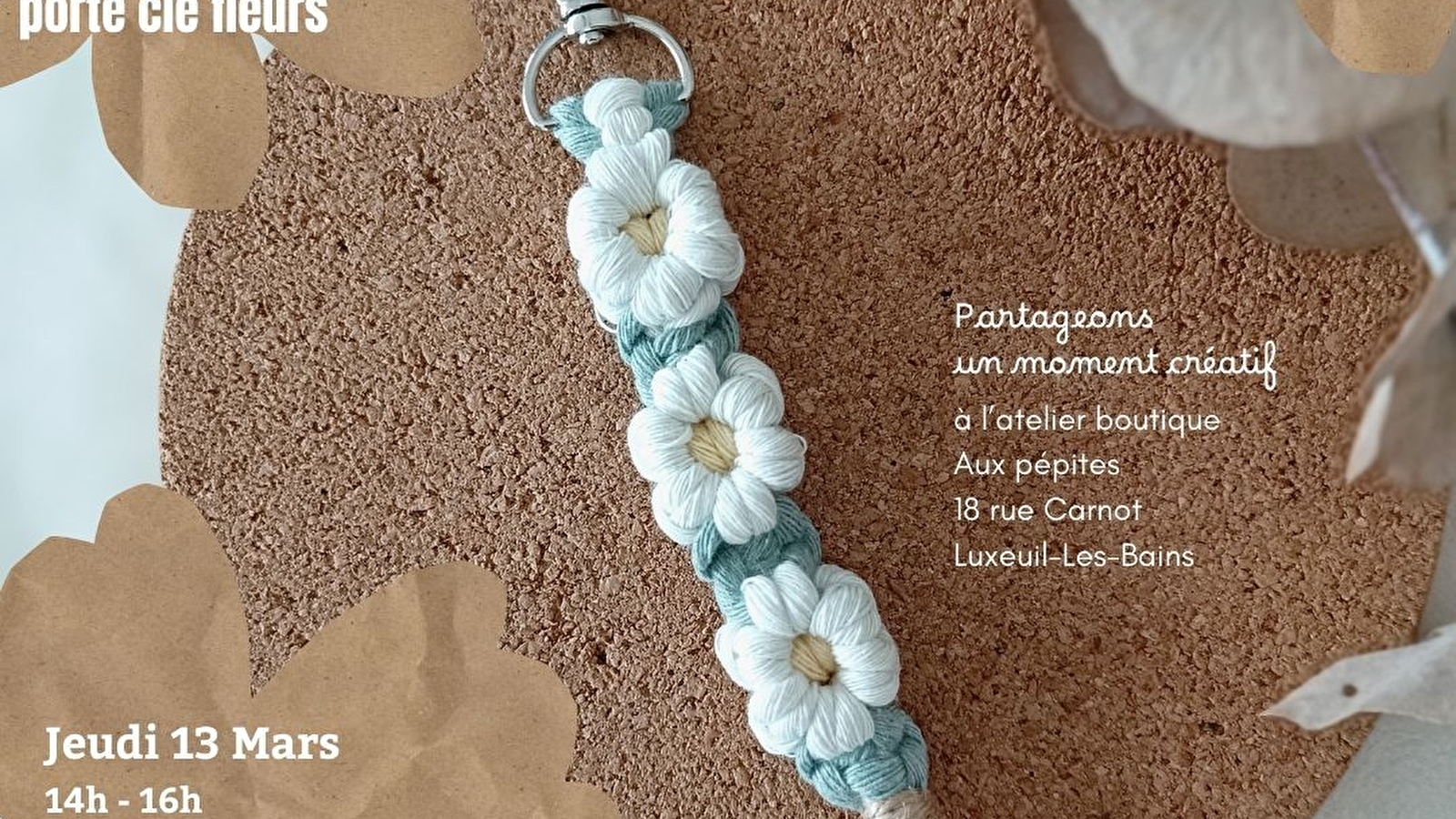 Atelier Macramé le porte clé fleur